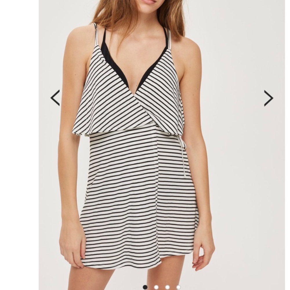 Topshop striped wrap dress